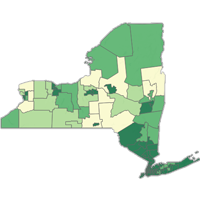 Map of New York State monitoring of honey bees.